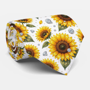 Cravate Tenue Décontractée Tournesols et Diamants
