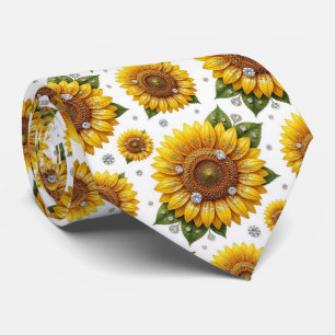 Cravate Tenue Décontractée Tournesols et Diamants