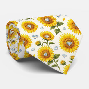 Cravate Tenue Décontractée Tournesols et Diamants