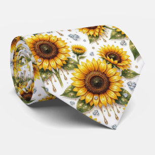 Cravate Tenue Décontractée Tournesols et Diamants