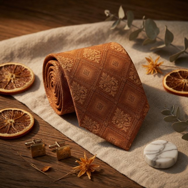 Cravate Terracotta Orange Diamant (Créateur téléchargé)