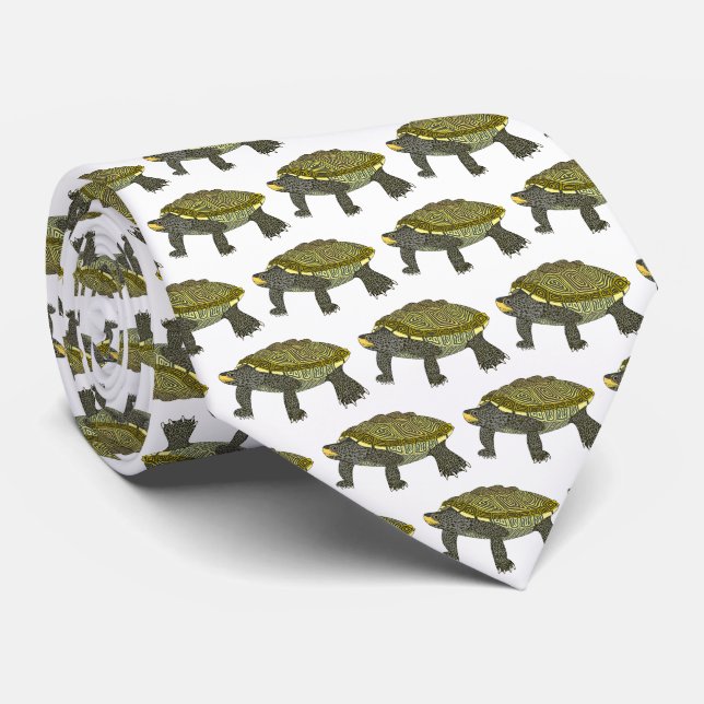 Cravate Terrapin (white) - Neck Tie (Roulé)