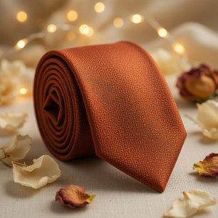 Cravate Terre Cuite Riche Texturée Orange Brûlé