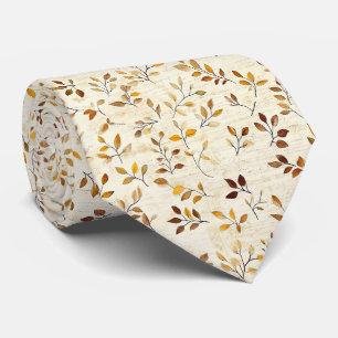 Cravate Terre rustique Botanique Feuilles et brindilles