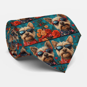 Cravate Terrier Australien Cœurs Roses Saint-Valentin