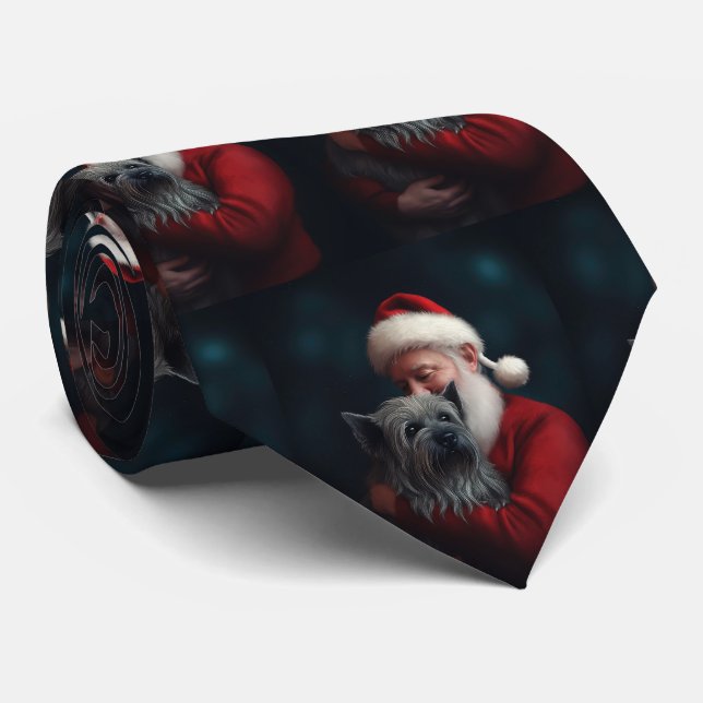 Cravate Térrier Skye avec le Père Noël Noël Festif (Roulé)
