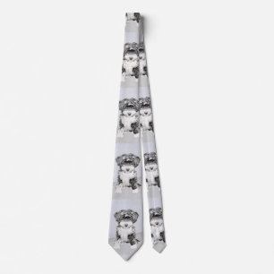 Cravate Terrier tibétain peignant - art original mignon d