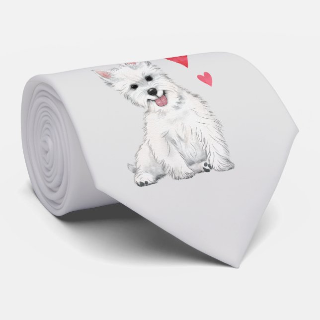 Cravate Terrier West Highland White Fourrure Westie (Roulé)
