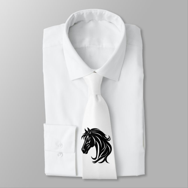Cravate Tête de magnifique cheval noir   (Attaché)