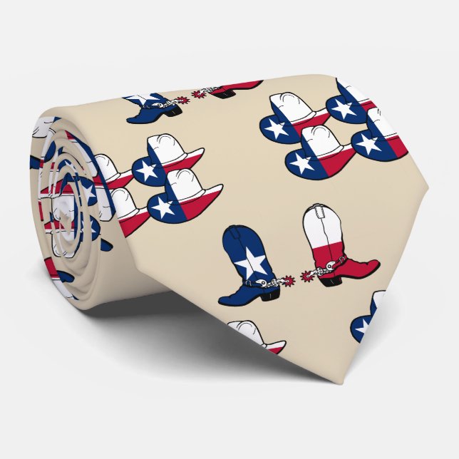 Cravate Texas Drapeau Imprimer Boots Et Casquettes De Cowb (Roulé)