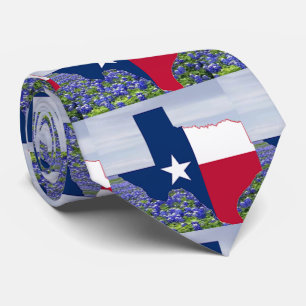 Cravate Texas Forme Texas Drapeau Avec Bluebonnets