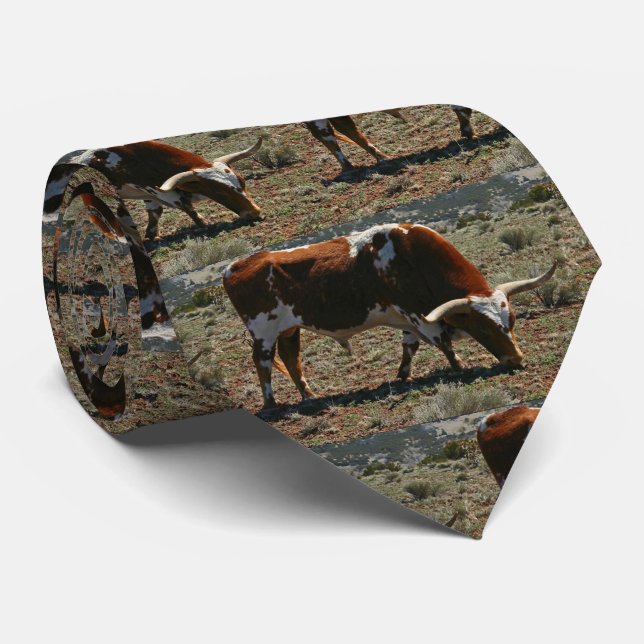 Cravate Texas Longhorn Steer Imprimer Sur Western Necktie (Roulé)