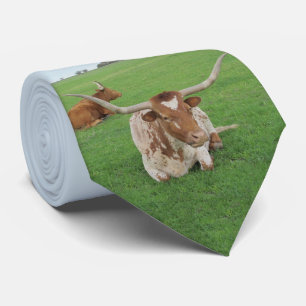 Cravate Texas Longhorn Steer In Field Print On Necktie