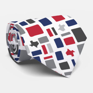 Cravate Texas Red & Blue Wonky Carrés & Rectangles