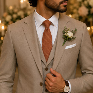 Cravate Texte Orange Rouille Automne Mariage & Affaires