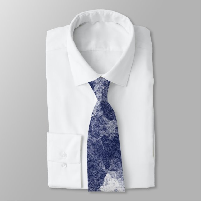 Cravate Texture d'aquarelle bleu marine profond  (Attaché)