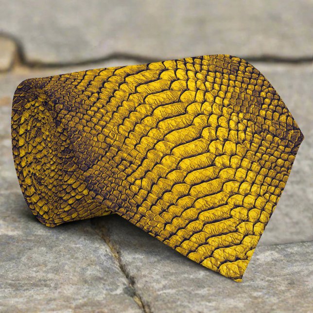 Cravate Texture de cuir de serpent jaune Peau de serpent (Créateur téléchargé)