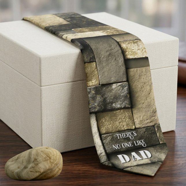 Cravate Texture de mur en pierre géométrique - Personne n' (Tie featuring a stone masonry texture in earthy tones of slate, sandstone, and granite. Father's Day)