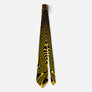 Cravate Texture de tourbillons noir jaune or