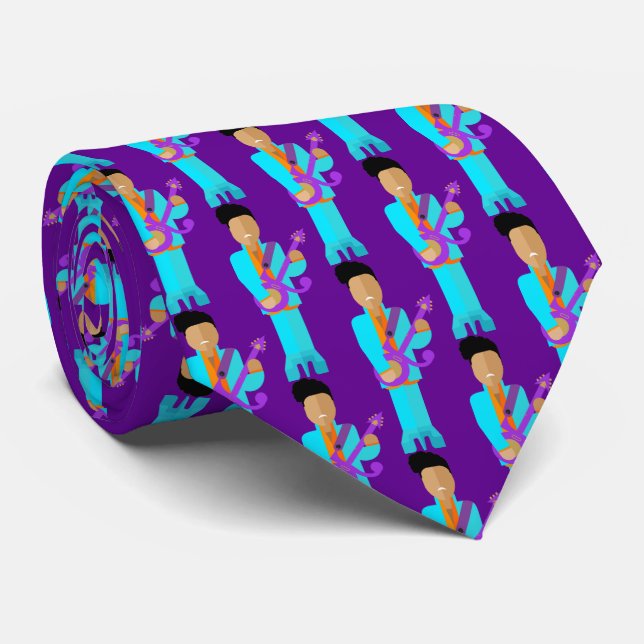Cravate The Purple Pixie – Funk Legend Pattern Tie (Roulé)
