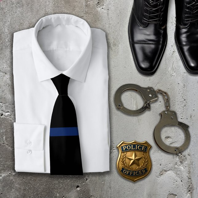 Cravate Thin Blue Line Law Enforcement Necktie Tie (Créateur téléchargé)