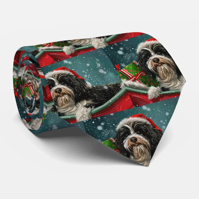 Cravate Tibétain Terrier Chien Noël Festif (Roulé)