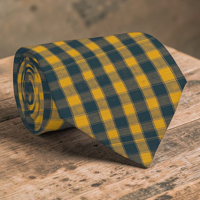 Cravate Tie à carreaux jaune et bleu marine (Créateur téléchargé)