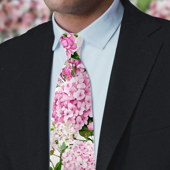 Cravate Tie à col hydrangea rose (Créateur téléchargé)
