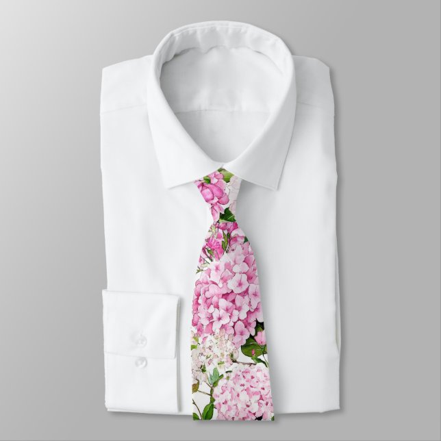 Cravate Tie à col hydrangea rose (Attaché)