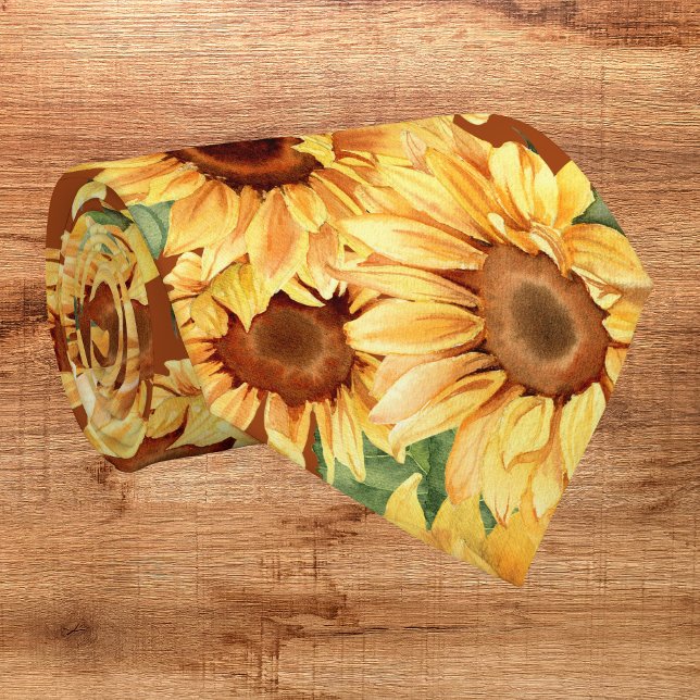 Cravate Tie à col tournesol jaune aquarelle ensoleillé (Créateur téléchargé)