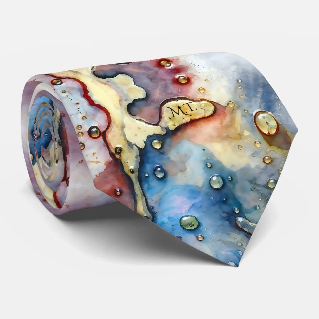 Cravate Tie à l'aquarelle abstraite de style artistique mo (Roulé)