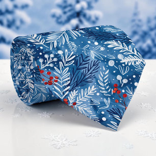 Cravate Tie à motif bleu hivernal saisonnier