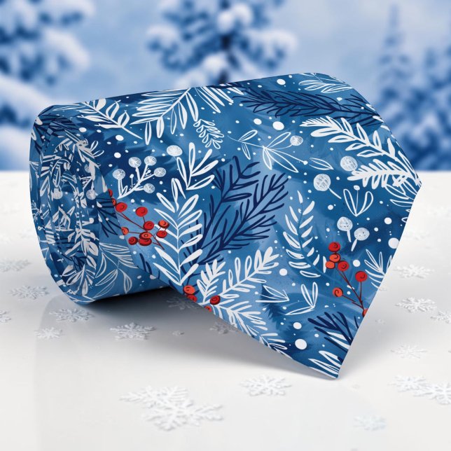Cravate Tie à motif bleu hivernal saisonnier (Créateur téléchargé)