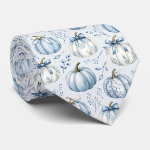 Cravate Tie à motif de citrouille bleu clair - col