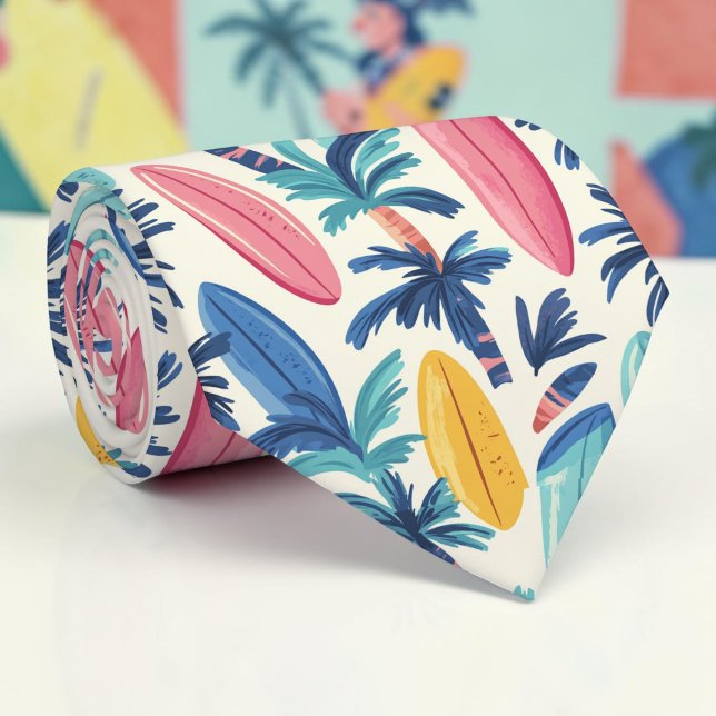 Cravate Tie à motif de planche de surf d'été saisonnier (Créateur téléchargé)