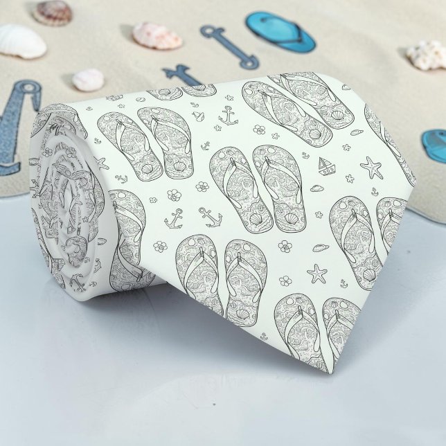 Cravate Tie à motif de sandales d'été saisonnier (Créateur téléchargé)