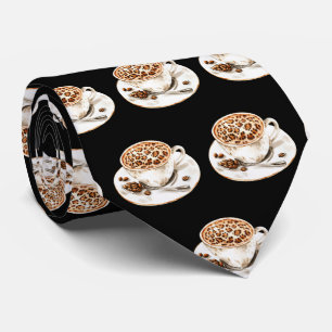 Cravate Tie à motif de tasse de café à impression léopard