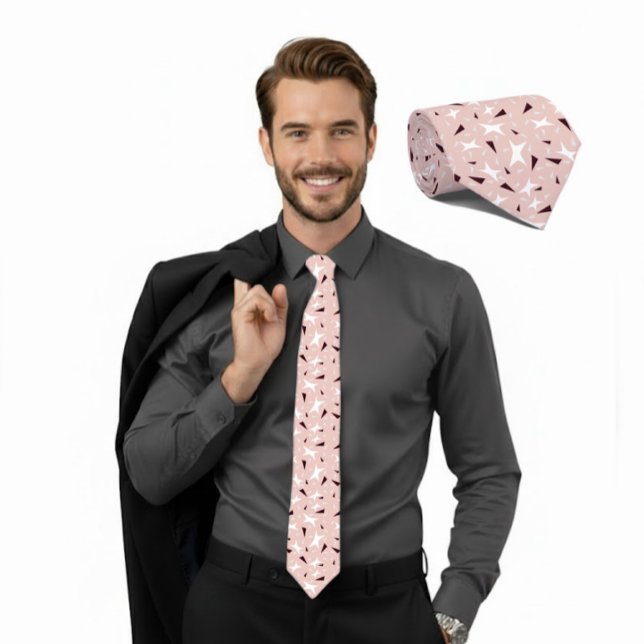 Cravate Tie à motif étoile et triangle géo rose pâle (Créateur téléchargé)