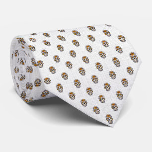 Cravate Tie à motif floral de crâne de sucre de style mexi