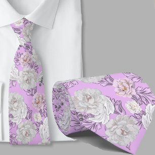 Cravate Tie à motif floral lavande grandes fleurs