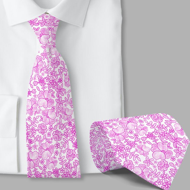 Cravate Tie à motif floral rose élégant (Créateur téléchargé)