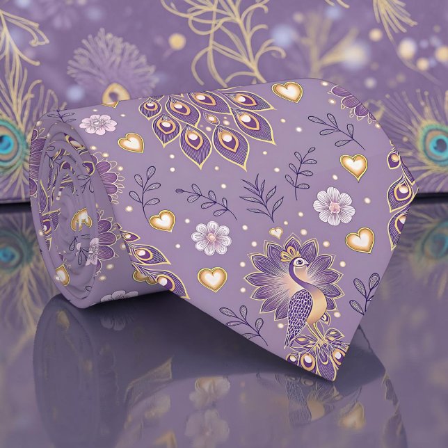 Cravate Tie à motif paon paonne (Créateur téléchargé)