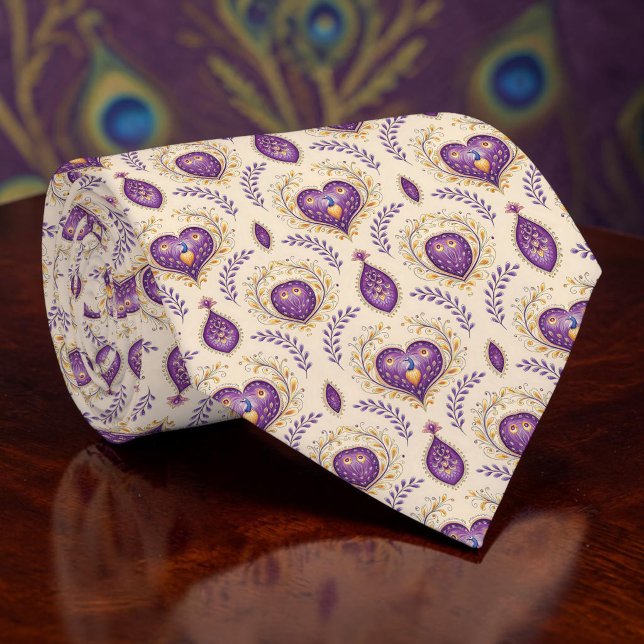 Cravate Tie à motif paon paonne (Créateur téléchargé)
