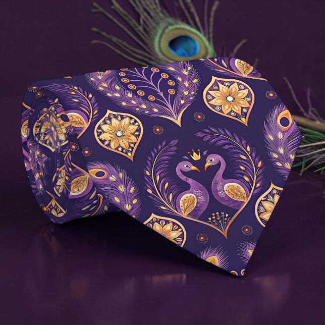 Cravate Tie à motif paon paonne (Créateur téléchargé)
