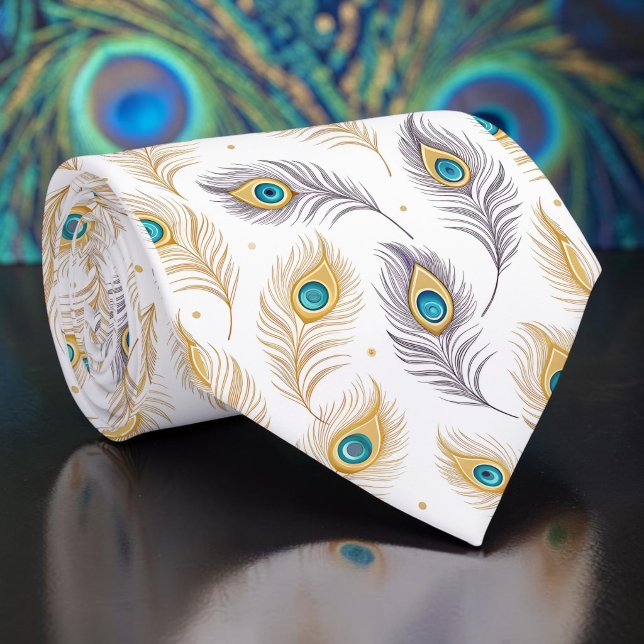 Cravate Tie à motif paon paonne (Créateur téléchargé)