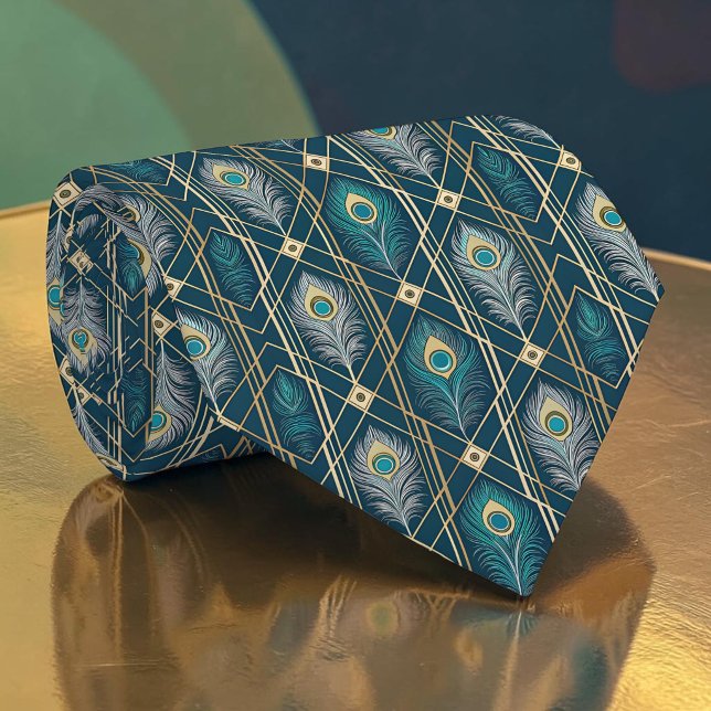 Cravate Tie à motif paon paonne (Créateur téléchargé)