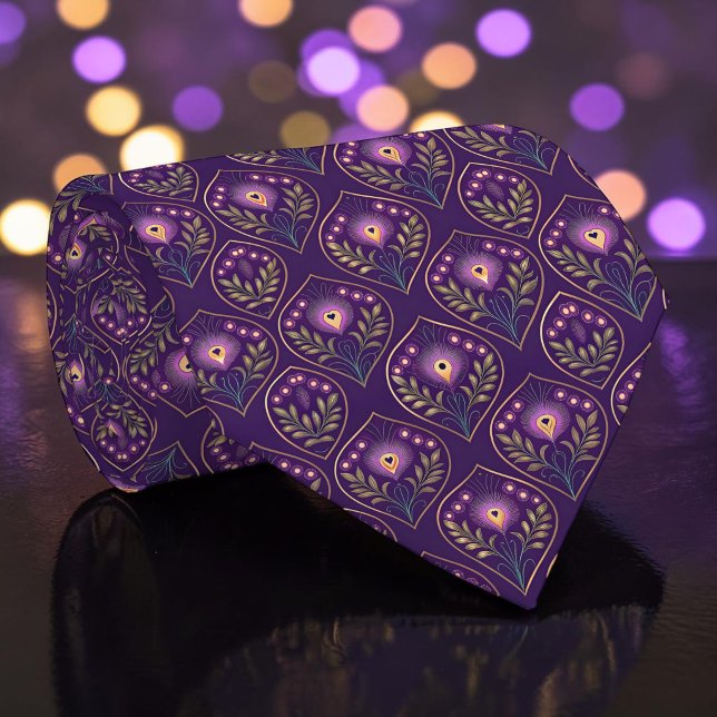 Cravate Tie à motif paon paonne (Créateur téléchargé)