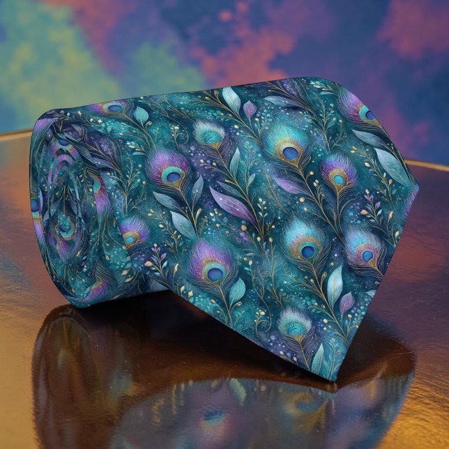 Cravate Tie à motif paon paonne (Créateur téléchargé)