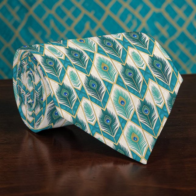Cravate Tie à motif paon paonne (Créateur téléchargé)