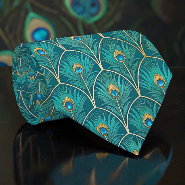 Cravate Tie à motif paon paonne (Créateur téléchargé)